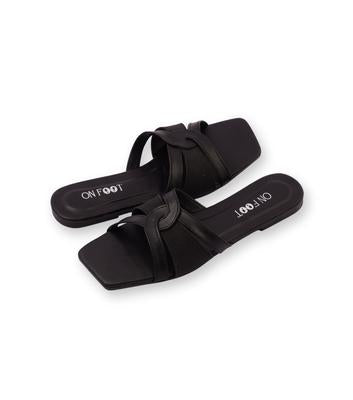 Women’s Black Rexine Fancy Slippers