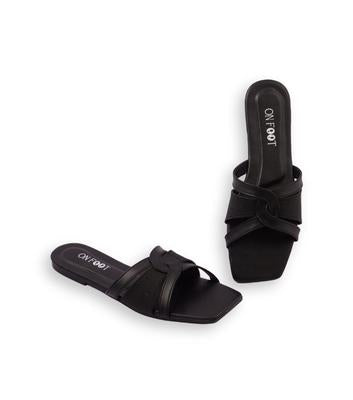 Women’s Black Rexine Fancy Slippers