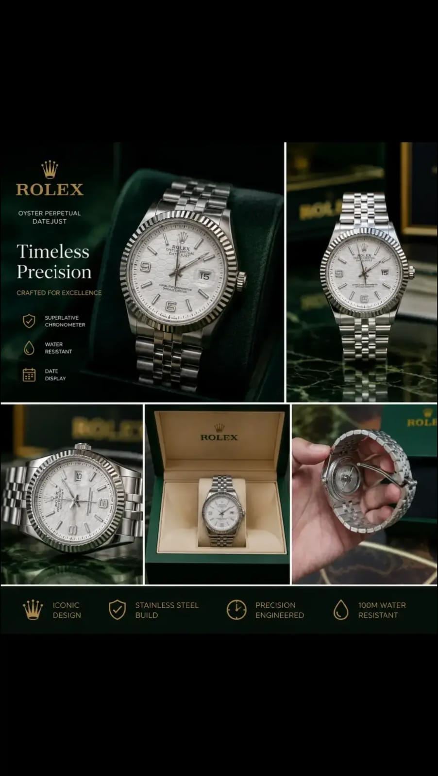 Luxury Silver Stainless Steel Men's Watch